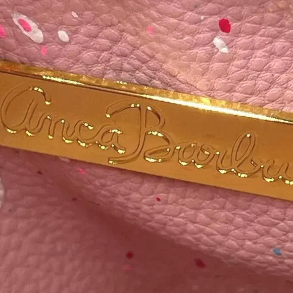 Gorgeous Anca Barbu Hand Painted Pink Splatter Bag 11X6X6 - Picture 9 of 12